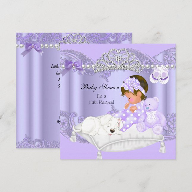 Little Princess Baby Shower Girl Lavender Purple Invitation (Front/Back)