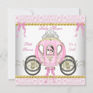Little Princess Baby Shower Girl Pink Carriage 2 Invitation