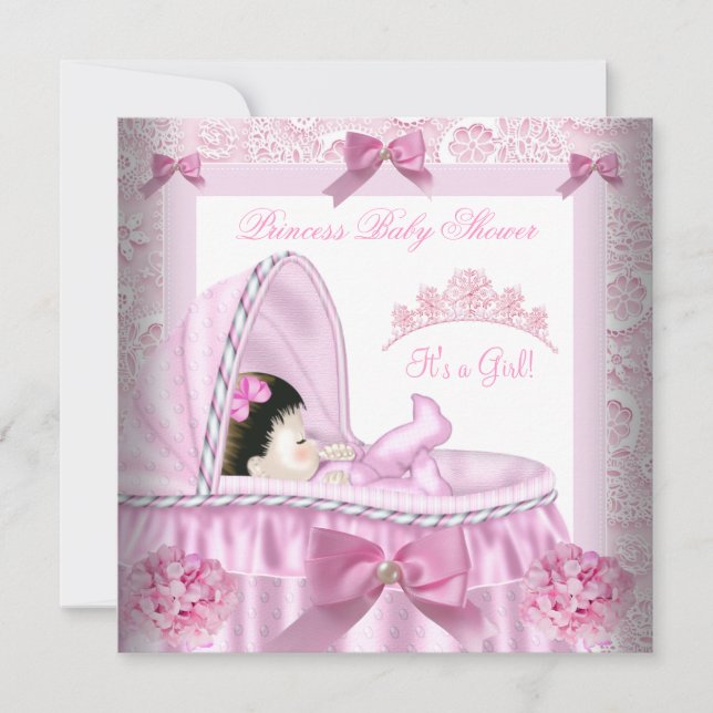 Little Princess Baby Shower Girl Pink Damask Invitation (Front)