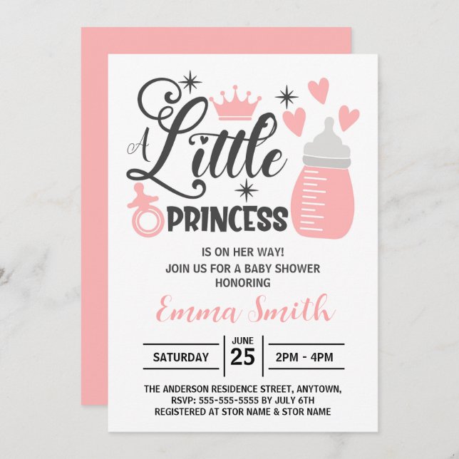Little Princess Baby Shower Invitation (Front/Back)