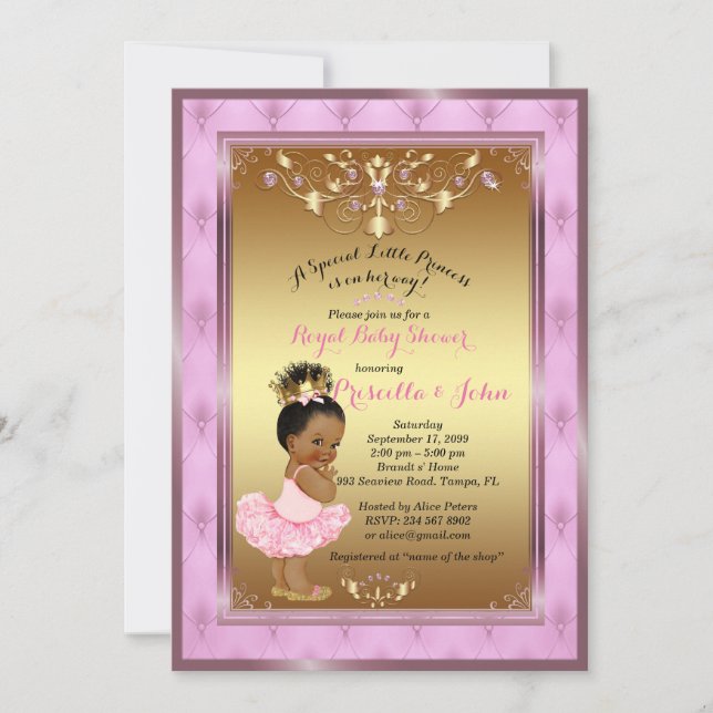 Little Princess Baby Shower Invitation, Pink, gold Invitation (Front)