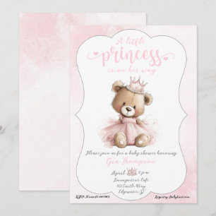 Little Princess Baby Shower Invitation with Teddy 