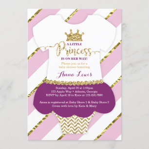 Little Princess Baby Shower Invite, Faux Glitter Invitation