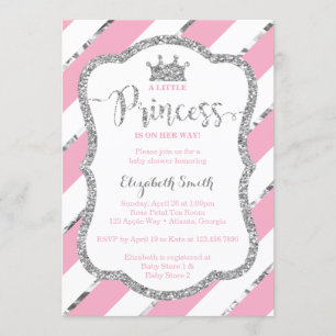 Little Princess Baby Shower Invite, Faux Glitter Invitation