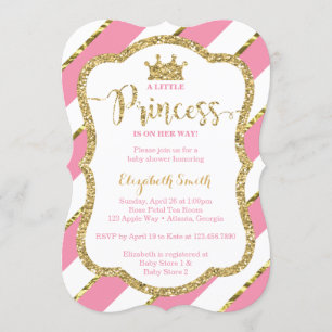 Little Princess Baby Shower Invite, Faux Glitter Invitation