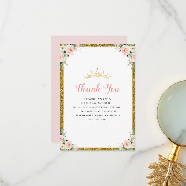 little princess baby shower thank you card (Front/Back In Situ)