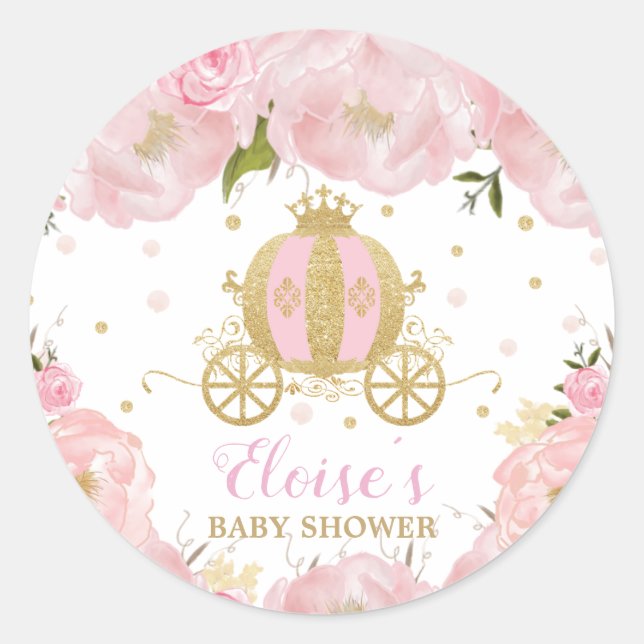 Little Princess Baby Shower Thank You Favour Classic Round Sticker (Front)