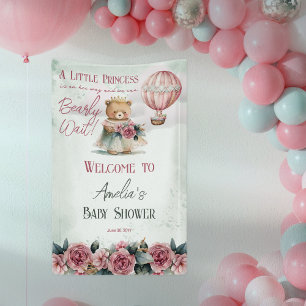 Little Princess Bear Bearly Wait Girl Baby Shower Banner