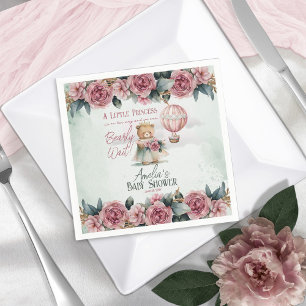 Little Princess Bear Bearly Wait Girl Baby Shower Napkin