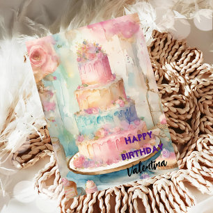 Little princess birthday cake card
