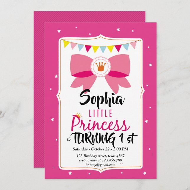 little princess  birthday card (Front/Back)