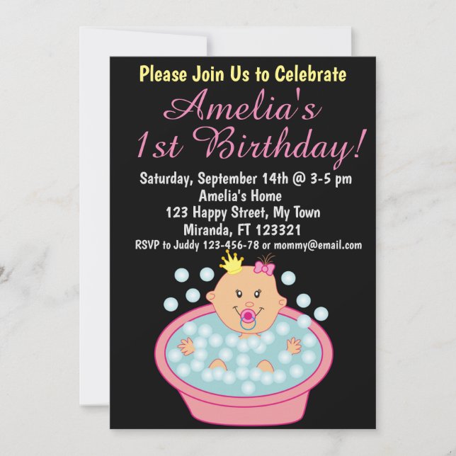 Little princess birthday invitation (Front)