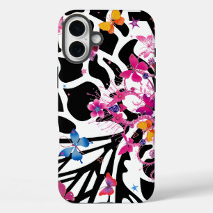 Little Princess black & white cute Butterflies iPhone 16 Plus Case