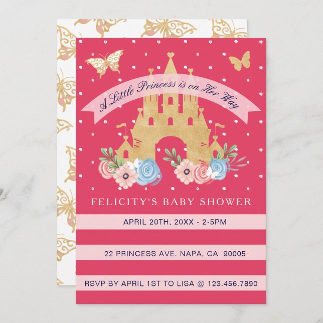 Little Princess Castle Baby Girl Shower Invitation (Front/Back)