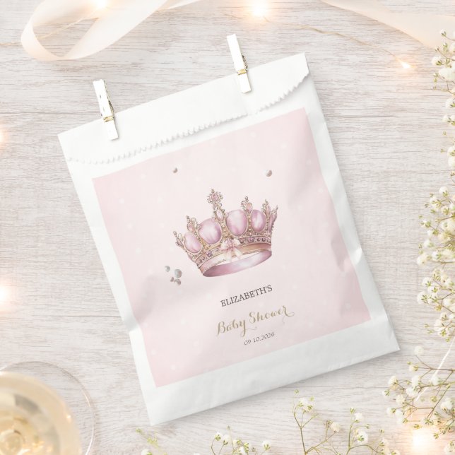 Little Princess Crown Pearls Dots Baby Shower Favour Bags (Clipped)