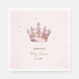 Little Princess Crown Pearls Dots Baby Shower Napkin