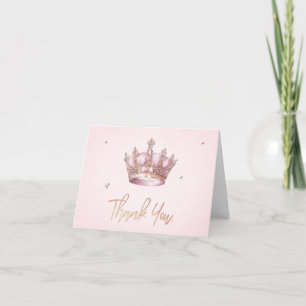 Little Princess Crown Pearls Dots Baby Shower Thank You Card