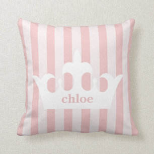 Little Princess Crown Pink Striped Nursery Cushion