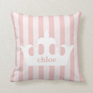 Little Princess Crown Pink Striped Nursery Cushion