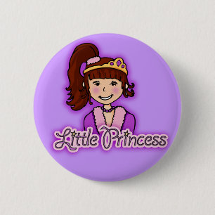 "Little Princess" dark hair girl purple button