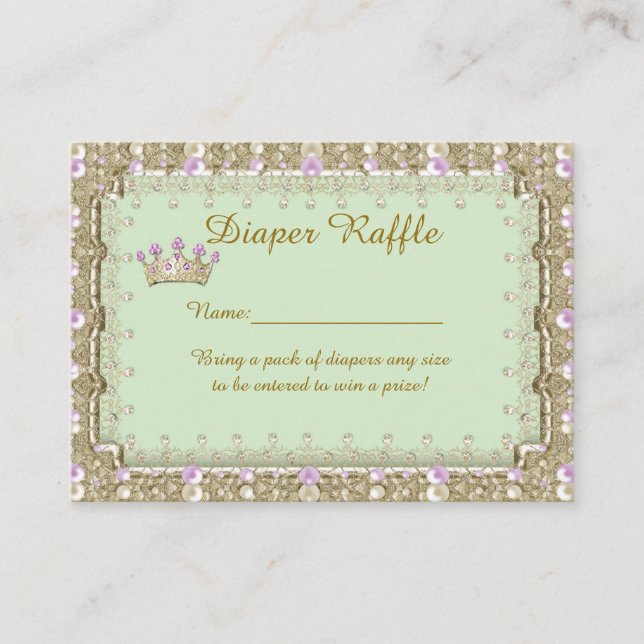 Little Princess Diaper Raffle Tickets, mint Enclosure Card (Front)