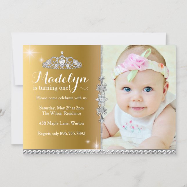 Little Princess First Birthday Invitation (Front)