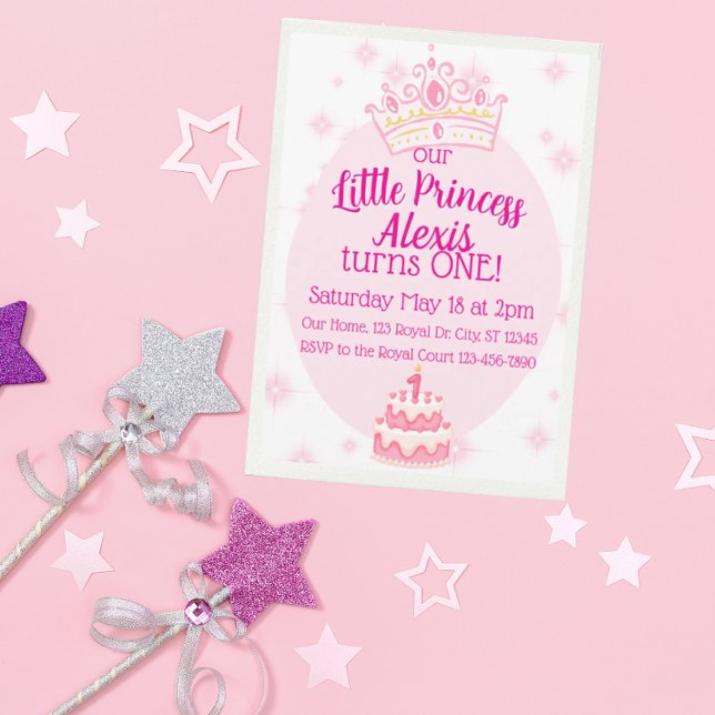 Little Princess First Birthday, Pink Crown  Invitation (Creator Uploaded)