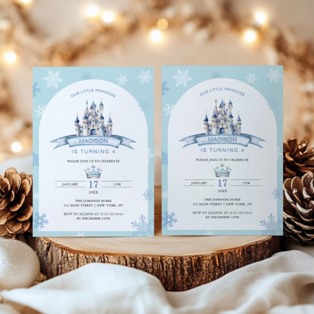 Little Princess Ice Castle Crown Winter Birthday Invitation (Creator Uploaded)