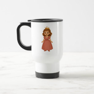 Little Princess in Pink Dress with Golden Crown Travel Mug
