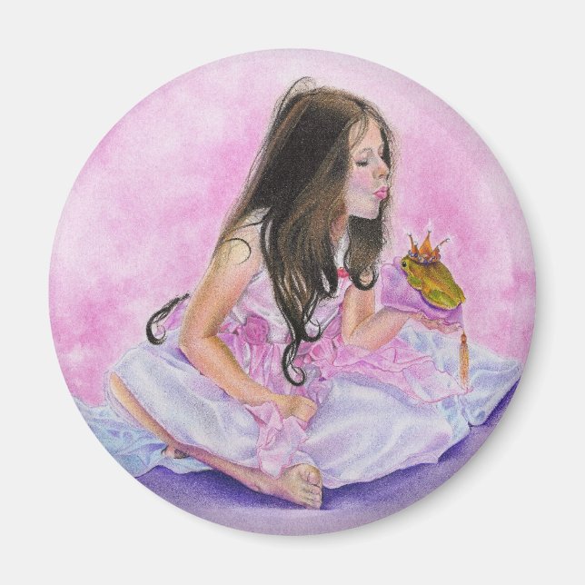 Little Princess Kissing Frog Magnet (Front)