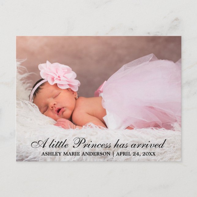 Little Princess New Baby Photo Announcement Postcard (Front)
