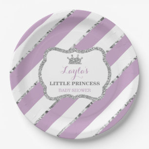 Little Princess Paper Plate, Purple, Silver Plate