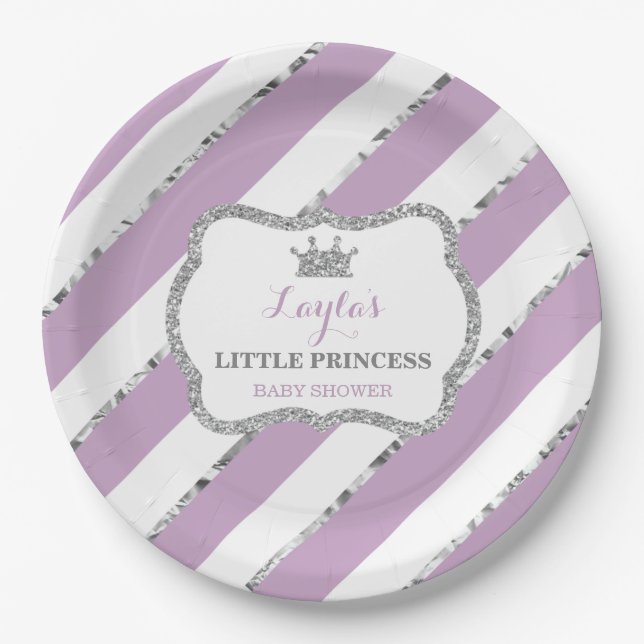 Little Princess Paper Plate, Purple, Silver Plate (Front)