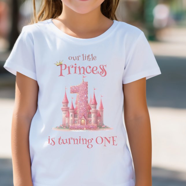 Little Princess Pink Castle 1st Birthday Baby T-Shirt (Creator Uploaded)
