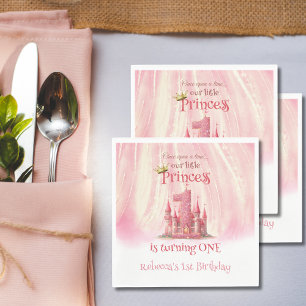 Little Princess Pink Castle 1st Birthday Napkin