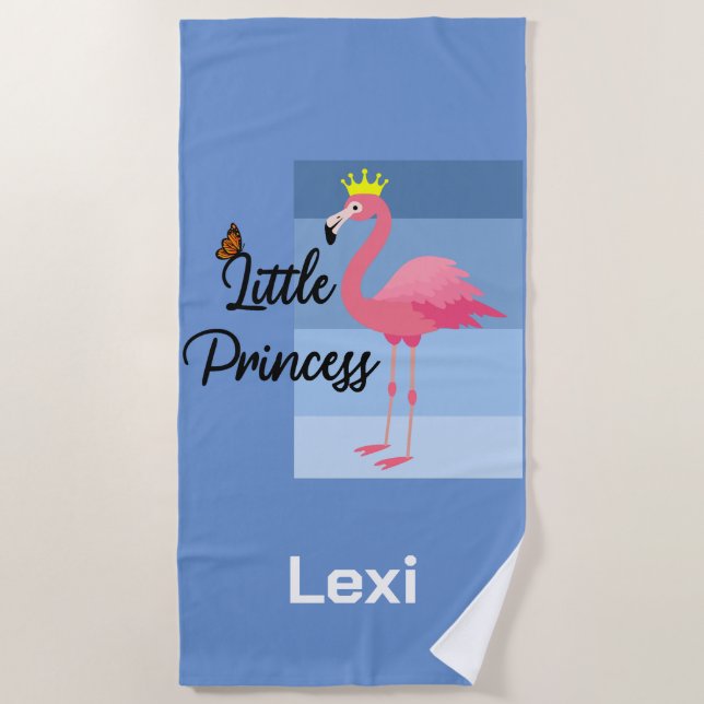 Little Princess Pink Flamingo Design - Beach Towe  Beach Towel (Front)
