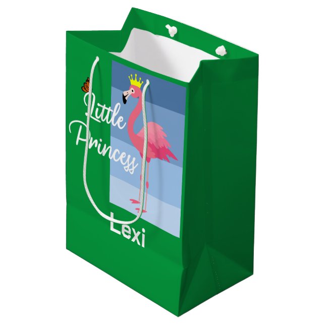 Little Princess Pink Flamingo Design - Gift Bag -  (Front Angled)