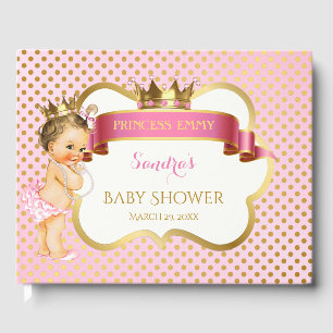 Little Princess Pink Gold Crown Vintage Baby Girl Guest Book
