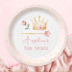 Little Princess Pink Royal Baby Shower Paper Plate