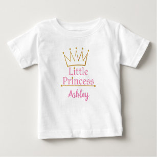 Little Princess Pink text and Gold Crown Baby T-Shirt