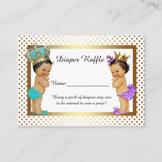 Little Princess Prince Diaper Raffle Tickets, twin Enclosure Card (Front)