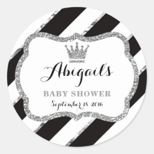 Little Princess Sticker, Black, Faux Glitter Classic Round Sticker