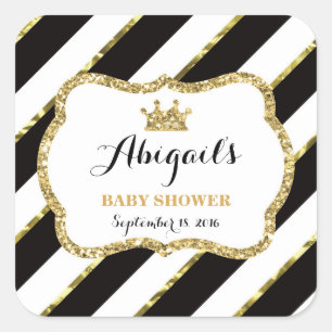 Little Princess Sticker, Black, Faux Glitter Square Sticker