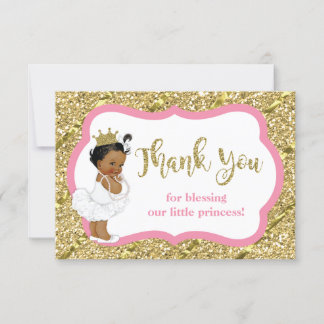 Little Princess Thank You Card, Faux Glitter Card