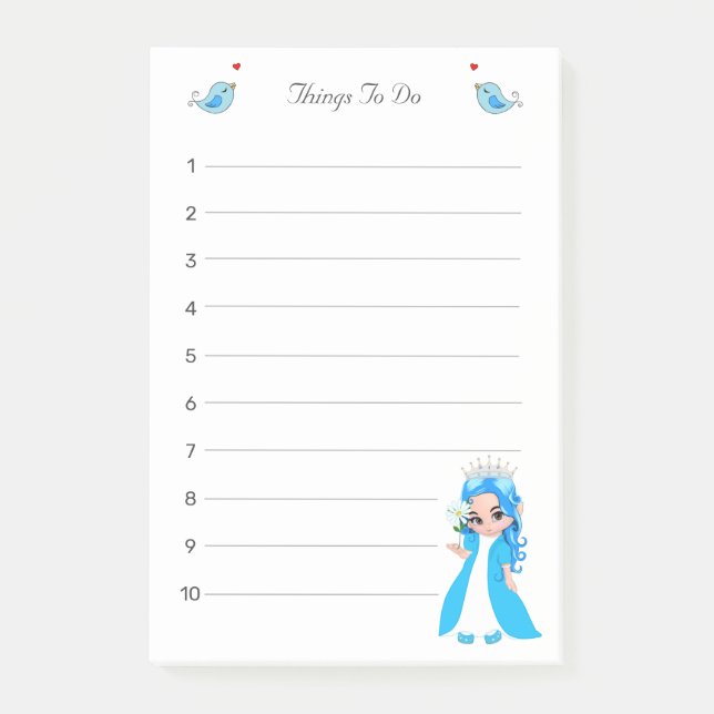 Little Princess Things To Do Lined Post-it Notes (Front)