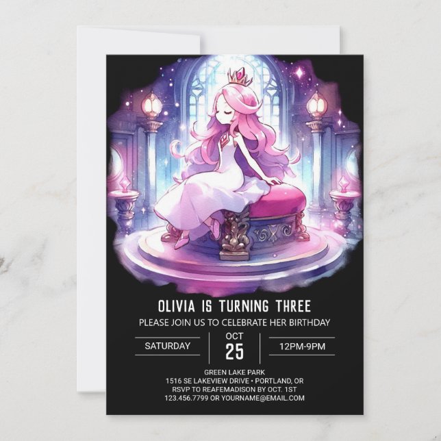 Little Printable Princess Birthday Invitation (Front)