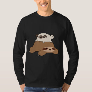 Little Pug And Sloth Sticker T-Shirt