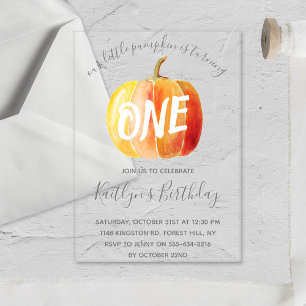 Little Pumpkin 1st Birthday Acrylic Invitations