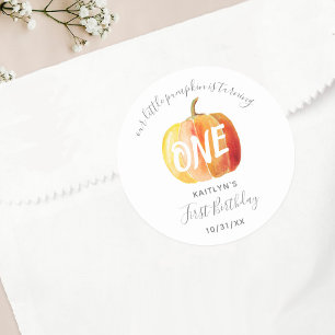 Little Pumpkin 1st Birthday Classic Round Sticker