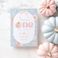Little Pumpkin 1st Birthday Daisies Blue Pink Bow